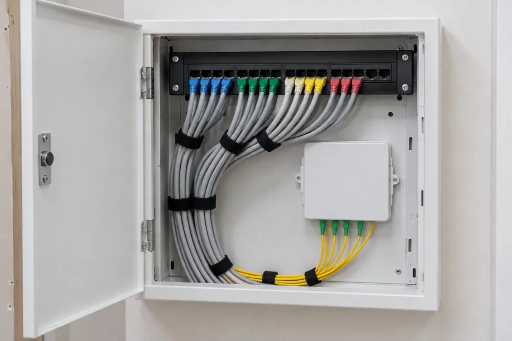 Illustration (visuel non contractuel) : Réseau fibre, Prises RJ45 & Espace télétravail